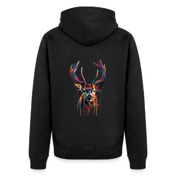 roe deer - Unisex Premium Organic Zip Hoodie - black - Back - Nico (187cm)