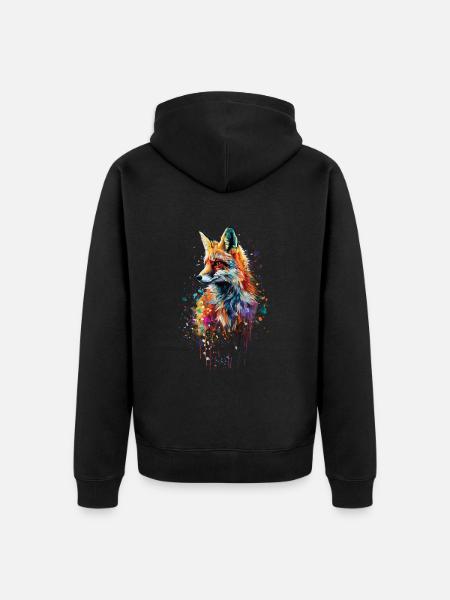Fox - Unisex Premium Organic Zip Hoodie - black