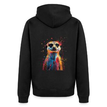 Erdmännchen - Unisex Premium Bio Zip Hoodie - Schwarz - Hinten - Nico (187cm)