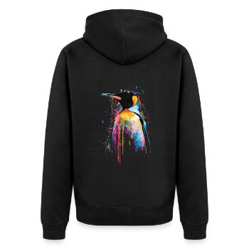 Penguin - Unisex Premium Organic Zip Hoodie - black - Back - Nico (187cm)