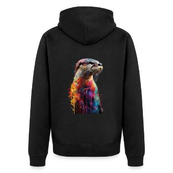 Otter - Unisex Premium Organic Zip Hoodie - black - Back - Nico (187cm)