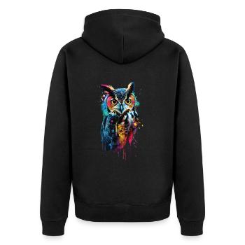 Eule - Unisex Premium Bio Zip Hoodie - Schwarz - Hinten - Nico (187cm)