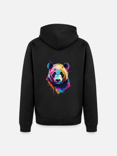 Panda - Unisex Premium Organic Zip Hoodie - black