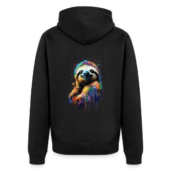 Faultier - Unisex Premium Bio Zip Hoodie - Schwarz - Hinten - Nico (187cm)