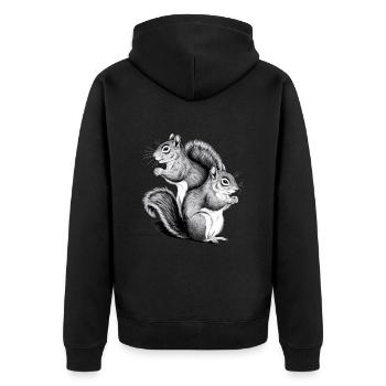 Squirrel - Unisex Premium Organic Zip Hoodie - black - Back - Nico (187cm)