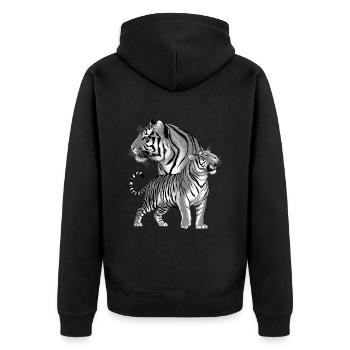 Tiger - Unisex Premium Organic Zip Hoodie - black - Back - Nico (187cm)