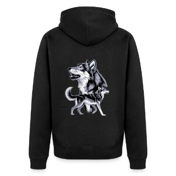 Wolf - Unisex Premium Bio Zip Hoodie - Schwarz - Hinten - Nico (187cm)