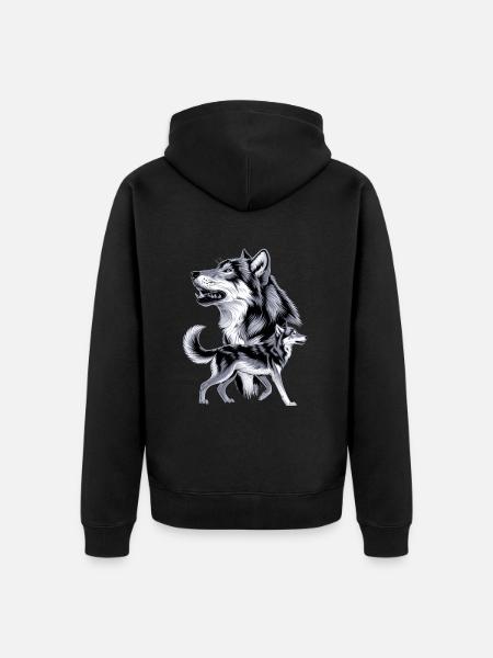 Wolf - Unisex Premium Organic Zip Hoodie - black