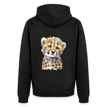 Cheetah - Unisex Premium Organic Zip Hoodie - black - Back - Nico (187cm)