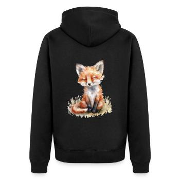 Fuchs - Unisex Premium Bio Zip Hoodie - Schwarz - Hinten - Nico (187cm)