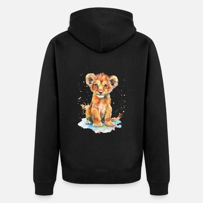 Löwe - Unisex Premium Bio Zip Hoodie - Schwarz