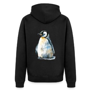 Penguin - Unisex Premium Organic Zip Hoodie - black - Back - Nico (187cm)