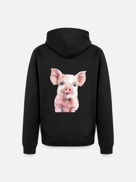 Pig - Unisex Premium Organic Zip Hoodie - black