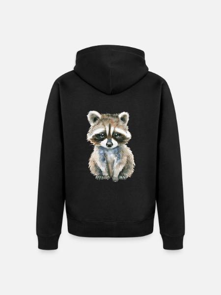 Raccoon - Unisex Premium Organic Zip Hoodie - black