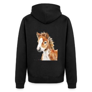Pferd - Unisex Premium Bio Zip Hoodie - Schwarz - Hinten - Nico (187cm)