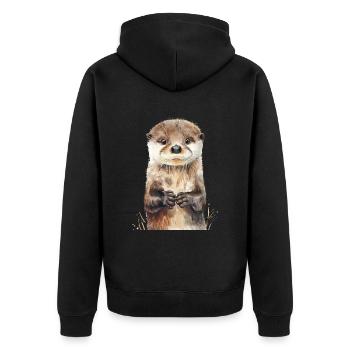 Otter - Unisex Premium Bio Zip Hoodie - Schwarz - Hinten - Nico (187cm)