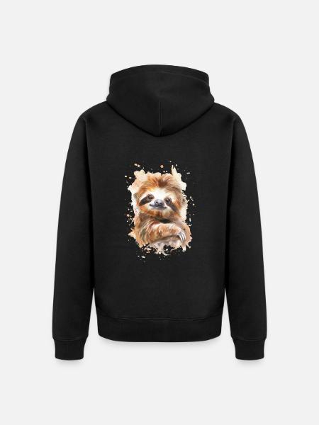 Sloth - Unisex Premium Organic Zip Hoodie - black
