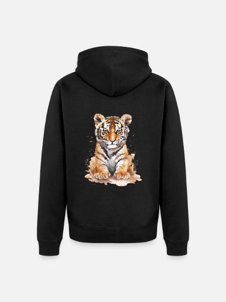 Tiger - Unisex Premium Organic Zip Hoodie - black