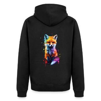 Fuchs - Unisex Premium Bio Zip Hoodie - Schwarz - Hinten - Nico (187cm)