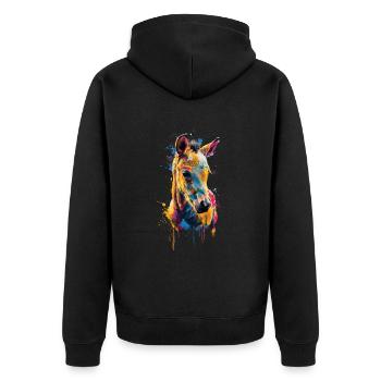Pferd - Unisex Premium Bio Zip Hoodie - Schwarz - Hinten - Nico (187cm)