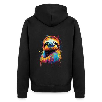 Faultier - Unisex Premium Bio Zip Hoodie - Schwarz - Hinten - Nico (187cm)
