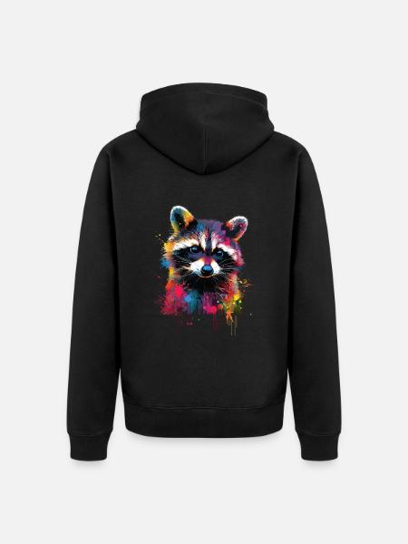 Raccoon - Unisex Premium Organic Zip Hoodie - black