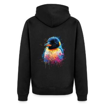 Penguin - Unisex Premium Organic Zip Hoodie - black - Back - Nico (187cm)