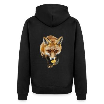 Fuchs - Unisex Premium Bio Zip Hoodie - Schwarz - Hinten - Nico (187cm)