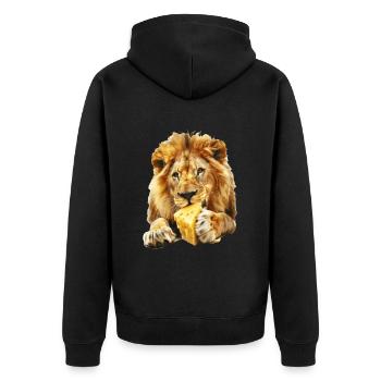Löwe - Unisex Premium Bio Zip Hoodie - Schwarz - Hinten - Nico (187cm)