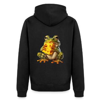 Frog - Unisex Premium Organic Zip Hoodie - black - Back - Nico (187cm)