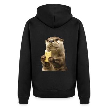 Otter - Unisex Premium Bio Zip Hoodie - Schwarz - Hinten - Nico (187cm)