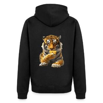 Tiger - Unisex Premium Organic Zip Hoodie - black - Back - Nico (187cm)