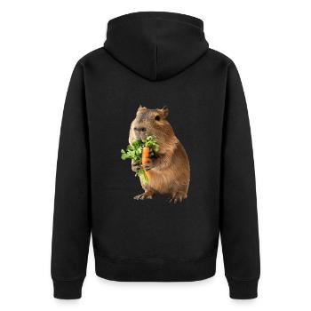 Wasserschwein - Unisex Premium Bio Zip Hoodie - Schwarz - Hinten - Nico (187cm)