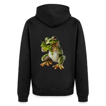 Frog - Unisex Premium Organic Zip Hoodie - black - Back - Nico (187cm)