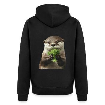 Otter - Unisex Premium Bio Zip Hoodie - Schwarz - Hinten - Nico (187cm)