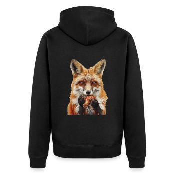 Fuchs - Unisex Premium Bio Zip Hoodie - Schwarz - Hinten - Nico (187cm)