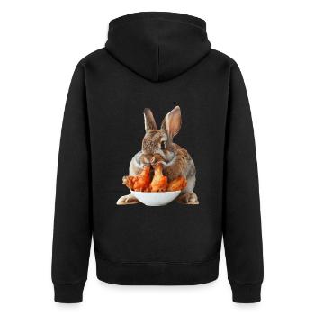 Kaninchen - Unisex Premium Bio Zip Hoodie - Schwarz - Hinten - Nico (187cm)