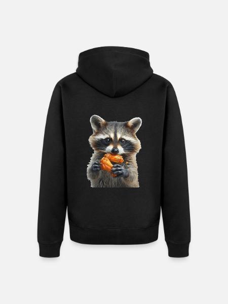 Raccoon - Unisex Premium Organic Zip Hoodie - black