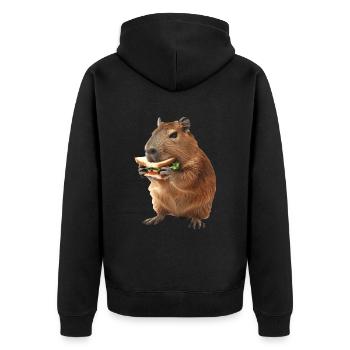 Wasserschwein - Unisex Premium Bio Zip Hoodie - Schwarz - Hinten - Nico (187cm)