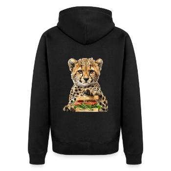 Cheetah - Unisex Premium Organic Zip Hoodie - black - Back - Nico (187cm)