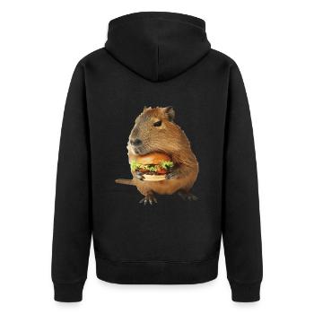 Wasserschwein - Unisex Premium Bio Zip Hoodie - Schwarz - Hinten - Nico (187cm)