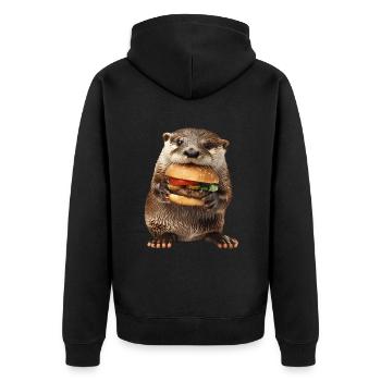 Otter - Unisex Premium Bio Zip Hoodie - Schwarz - Hinten - Nico (187cm)
