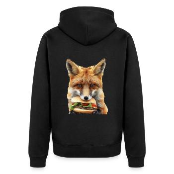 Fuchs - Unisex Premium Bio Zip Hoodie - Schwarz - Hinten - Nico (187cm)