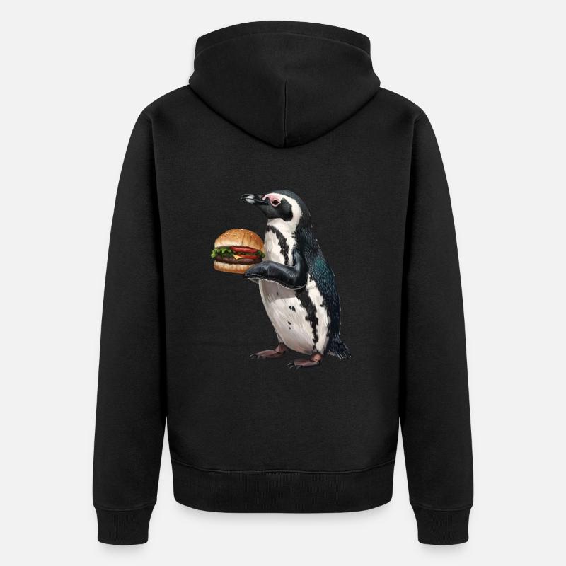 Pinguin - Unisex Premium Bio Zip Hoodie - Schwarz
