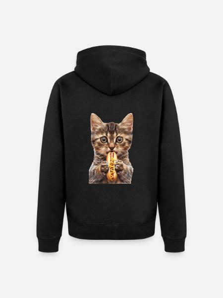 Katze - Unisex Premium Bio Zip Hoodie - Schwarz