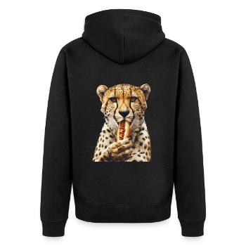 Gepard - Unisex Premium Bio Zip Hoodie - Schwarz - Hinten - Nico (187cm)