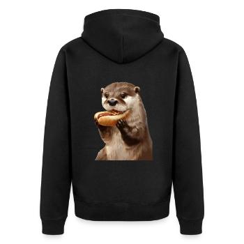 Otter - Unisex Premium Bio Zip Hoodie - Schwarz - Hinten - Nico (187cm)
