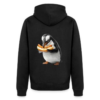 Penguin - Unisex Premium Organic Zip Hoodie - black - Back - Nico (187cm)