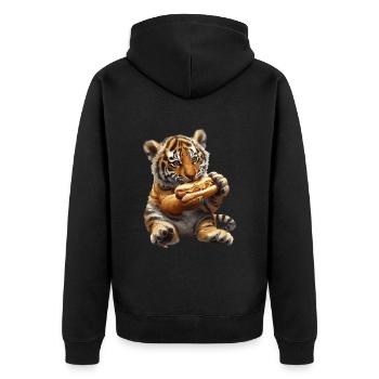 Tiger - Unisex Premium Organic Zip Hoodie - black - Back - Nico (187cm)