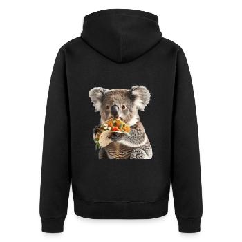 Koala - Unisex Premium Bio Zip Hoodie - Schwarz - Hinten - Nico (187cm)